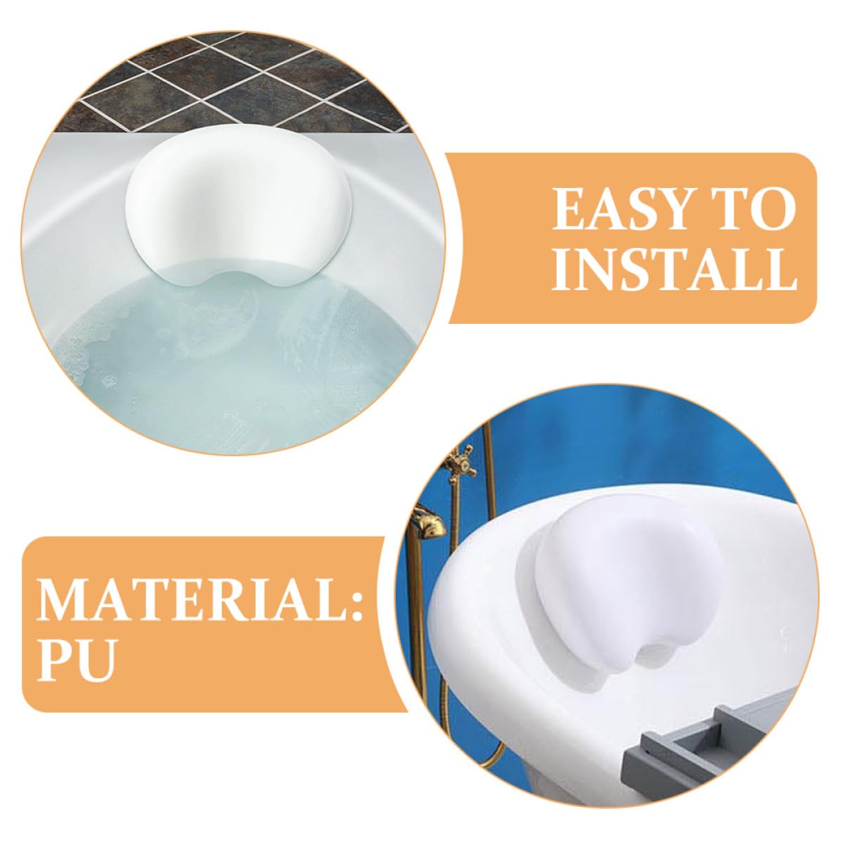 NOLITOY Almohada de Bañera de PU de Color Blanco Ventosas, Cómoda para Reposacabezas, Soporte para Cabeza, Cuello y Hombros, Adecuado para Baño y SPA