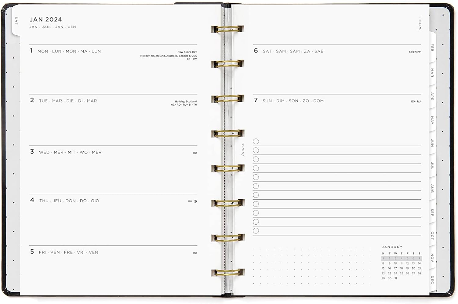 Filofax A5 2024 Planner - Moonlight black