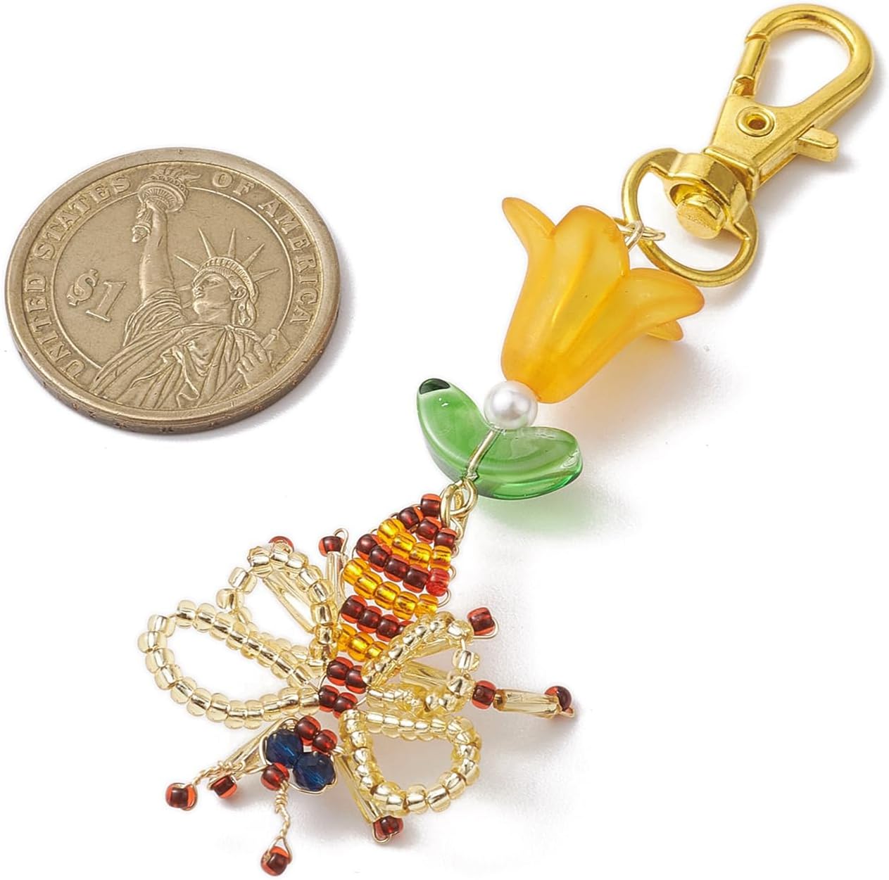 1 Pieces Bee Flower Bag Charms Keychain Purse Accessories Charms Cute Glass Beads Pendants for Women Handbag DIY Supplies - Image 3