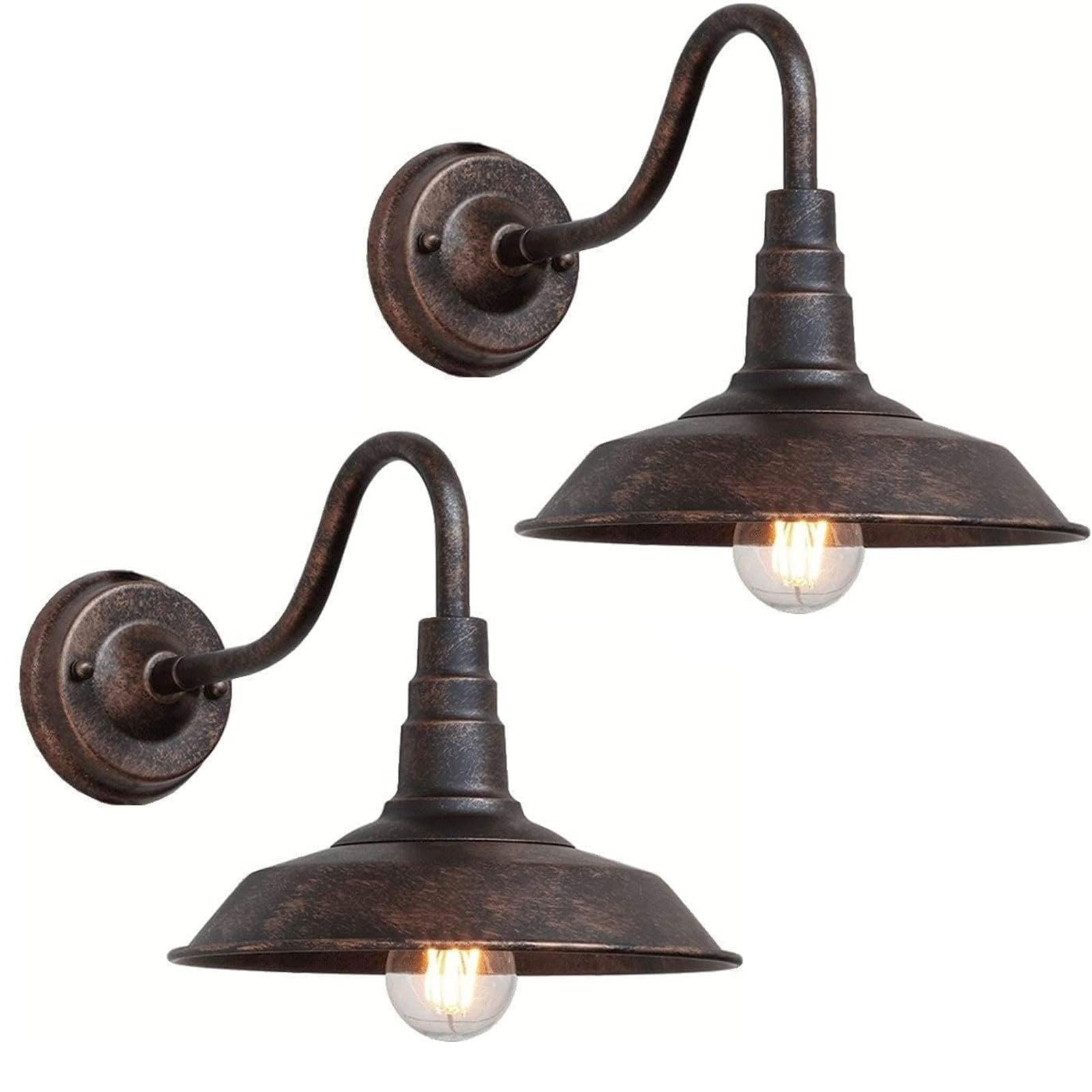 Aplique Pared Exterior Vintage Lampara Pared Lampara Impermeable De Hierro E27 Lámpara Jardin Retro Luces Exterior Rústica Para Garaje, Balcón, Iluminación de Terraza Marrón (sin bombilla)