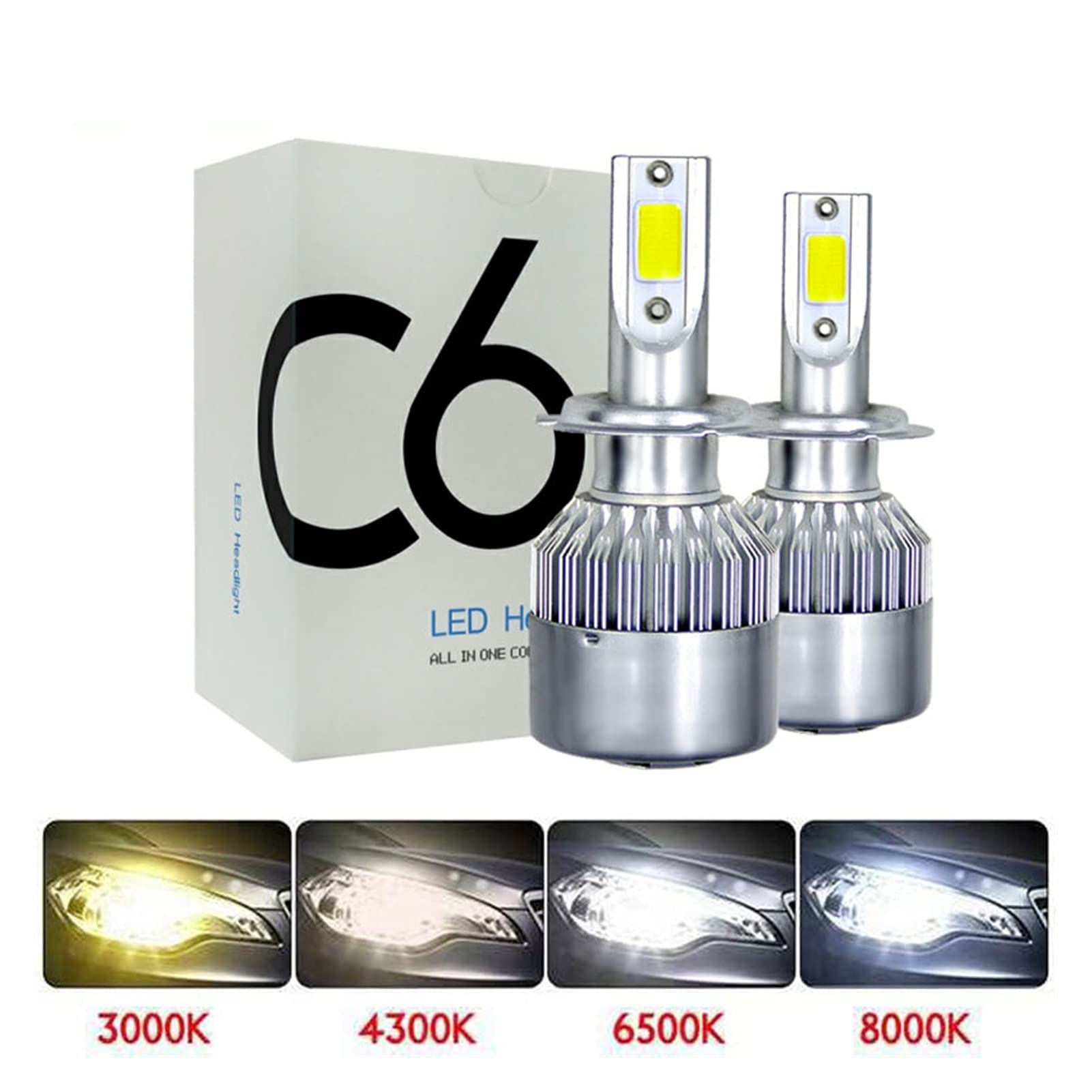Kit de Conversion du xénon Ampoules de Phare de Voiture LED Ampoules H4 Lampe 880 881 H8 H9 H11 LED Lampe H7 9003/4/5/6/7 6000K 8000K IP68 Auto HeadLamp Auto Lights 2pcs Auto et Moto