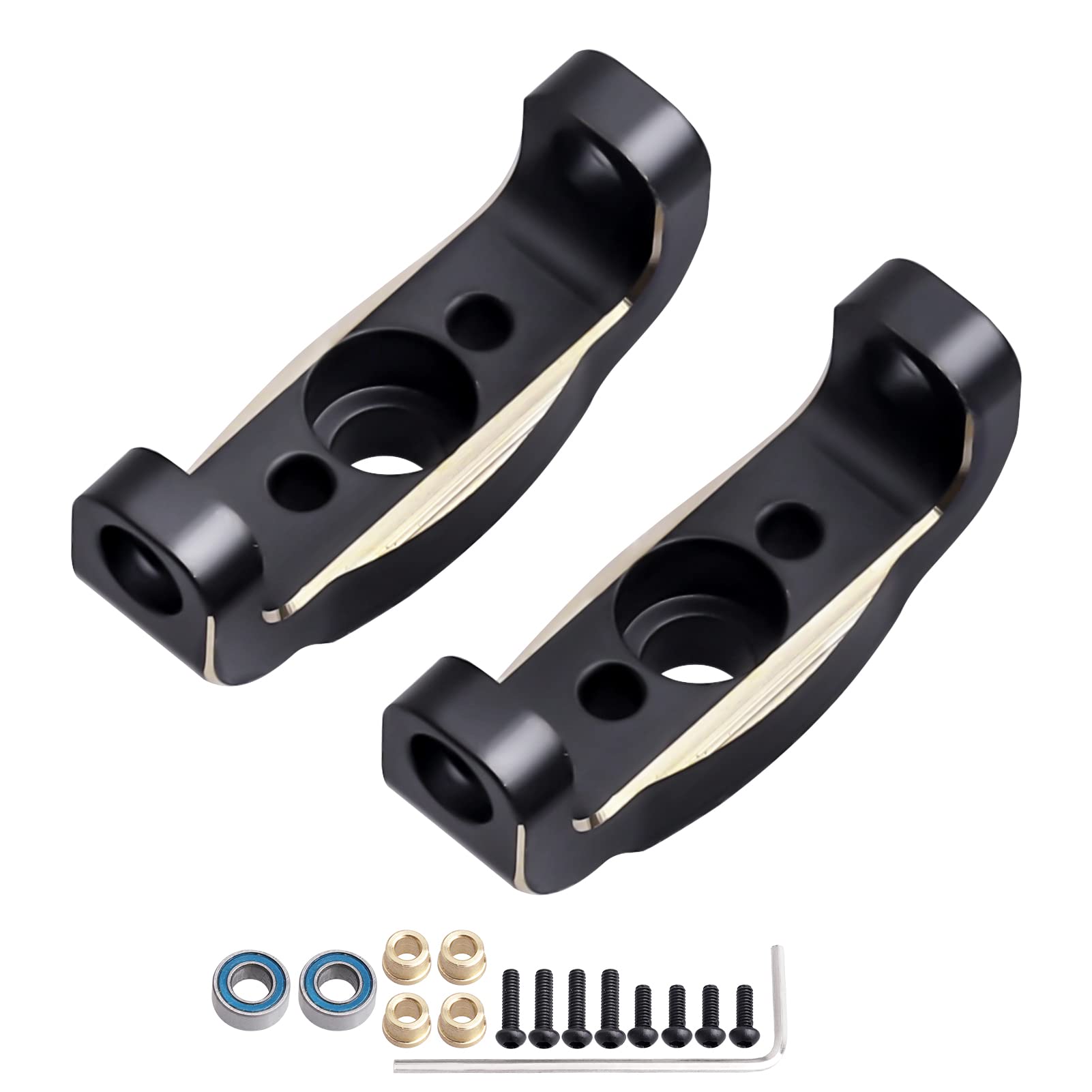 CrazyHobby Brass Caster Blocks C-Hubs for TRX4M Bronco Defender TRX4MT K10 F150 High Trail 1/18 Crawler Car Upgrades Parts (Black Gold)