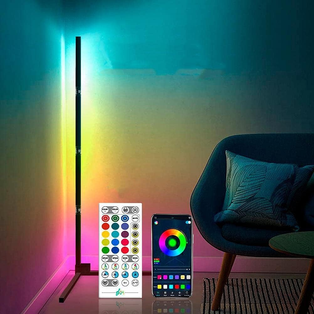 Luminária de piso de canto RGB com mudança de cor, iluminação de LED