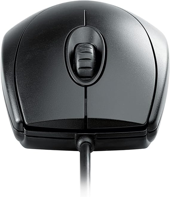 Cherry WheelMouse, Wired Mouse, Retro Style, Symmetrical Design for Right- and Left-Handed Users, Optical Sensor, USB-A (PS/2 Adapter Included), Black