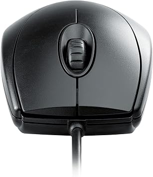 Cherry WheelMouse, Wired Mouse, Retro Style, Symmetrical Design for Right- and Left-Handed Users, Optical Sensor, USB-A (PS/2 Adapter Included), Black