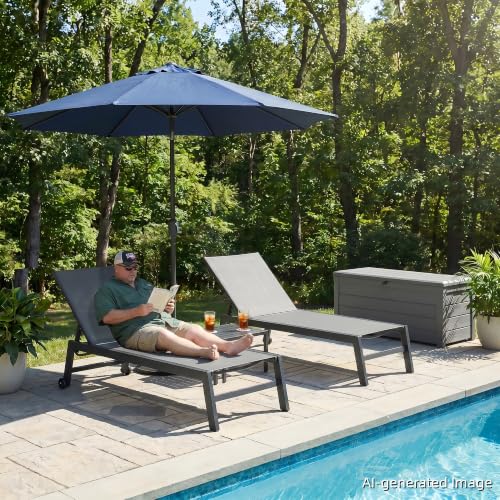 Image of PURPLE LEAF Oversized Patio Lounge Chairs Set of 2 with Side Table, Grey