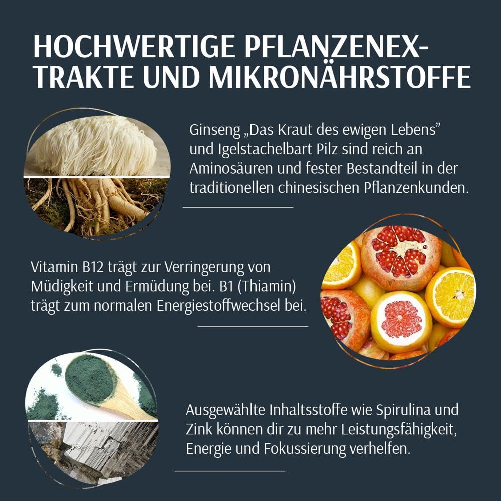 XbyX Klar Denken 90 g | 30 Portionen | Unterstützt Denkleistung, Fokus und Konzentration | Enthält Adaptogene Ginseng, Igelstachelbart & Spirulina | B-Vitamine, Cholin und Zink | Aus Deutschland