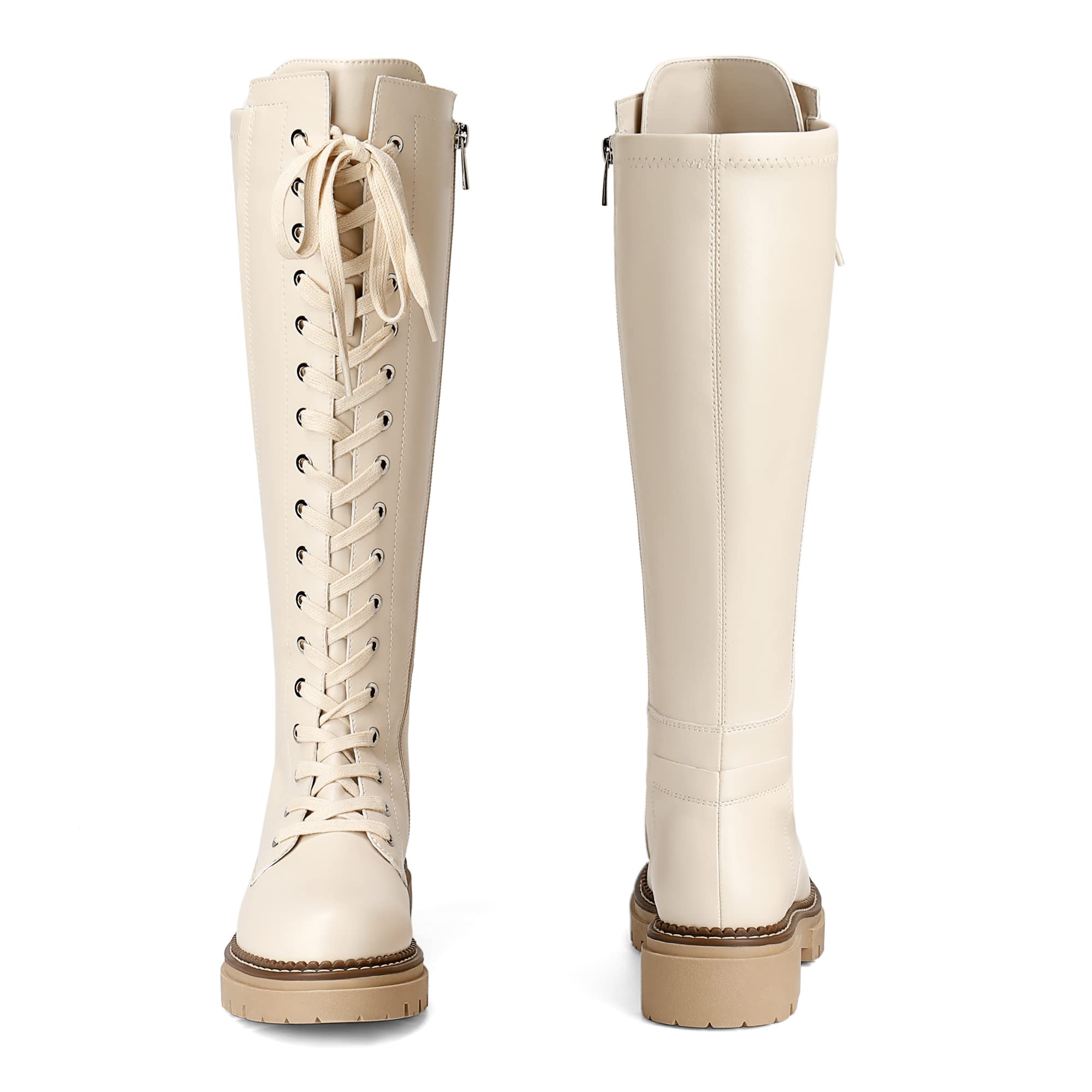 DREAM PAIRS Donna Stivali Alti al Ginocchio Stringate Scarpe Corte Caviglia Casual Boots