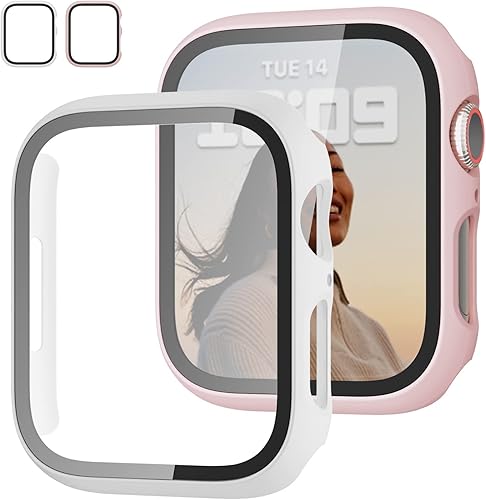 2 Pack Case with Tempered Glass Screen Protector for Apple Watch Series 3/2/1 38mm,JZK Slim Guard Bumper Full Coverage Hard PC Protective Cover HD