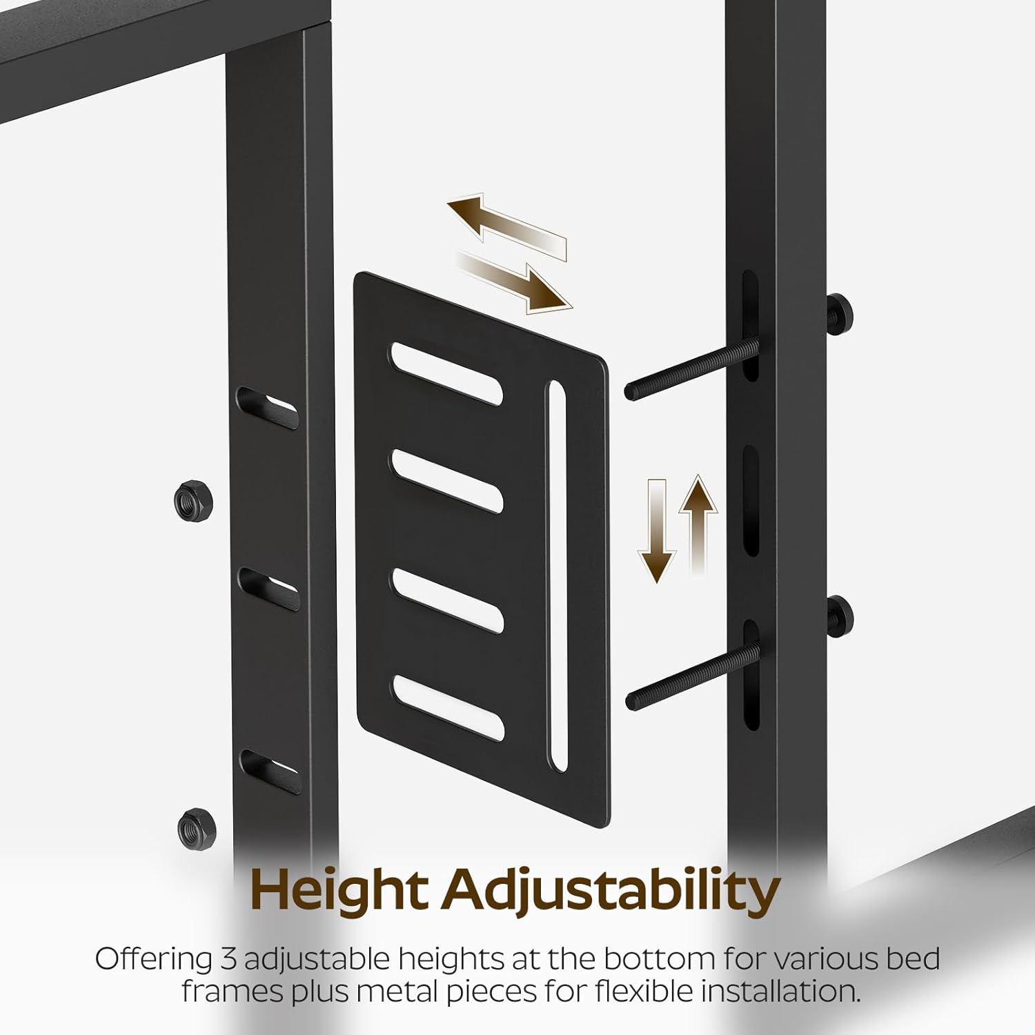 King Size Headboard Only and Queen Head Board Bundle, Upholstered King Headboard with Charging Station, Head Board with Open Storage, Height Adjustable, Vintage Style, Sturdy and Stable, Rustic Brown,