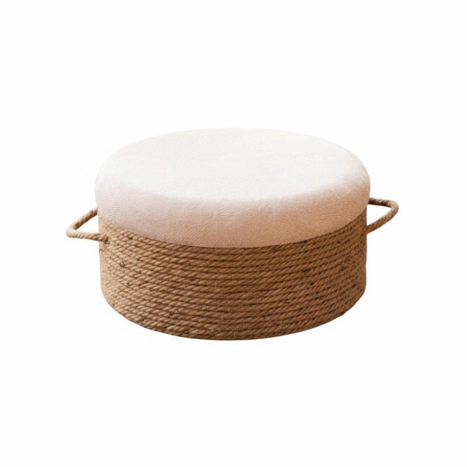 Enakshi® Round Rope-Wrapped Pouf Multi-Functional Round Pouf Ottoman Hard-Wearing Footstool for Entryway Beige 40x20cm|Home & Garden | Furniture | Ottomans, Footstools & Poufs-image-39