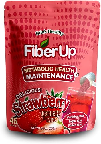 FIBER UP, Delicioso suplemento de fibra soluble prebiótica, fresa, 45 porciones.