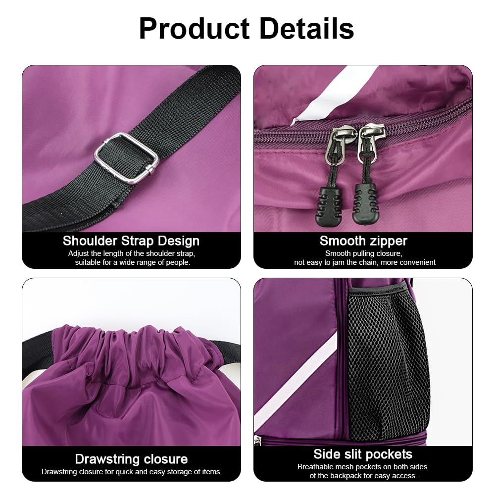 PLULON Lot De 2 Sacs à Cordon De Serrage En Vrac Sac à Dos à Cordon Noir Violet Sac à Dos à Cordon Sac à Dos De Sport Sac à Dos De