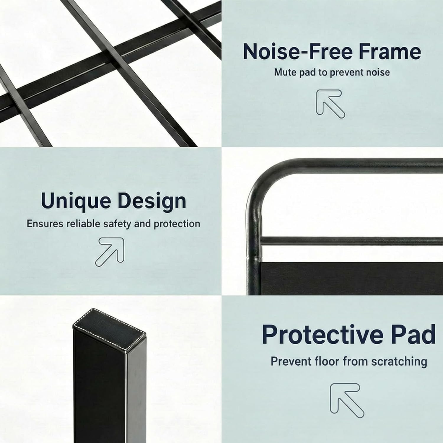 Allewie Queen Size Platform Bed Frame with Wooden Headboard and Footboard, Heavy Duty 13 Metal Slats Support, Under-Bed Storage, No Box Spring Needed, Noise Free, Easy Assembly, Black Oak - Image 8