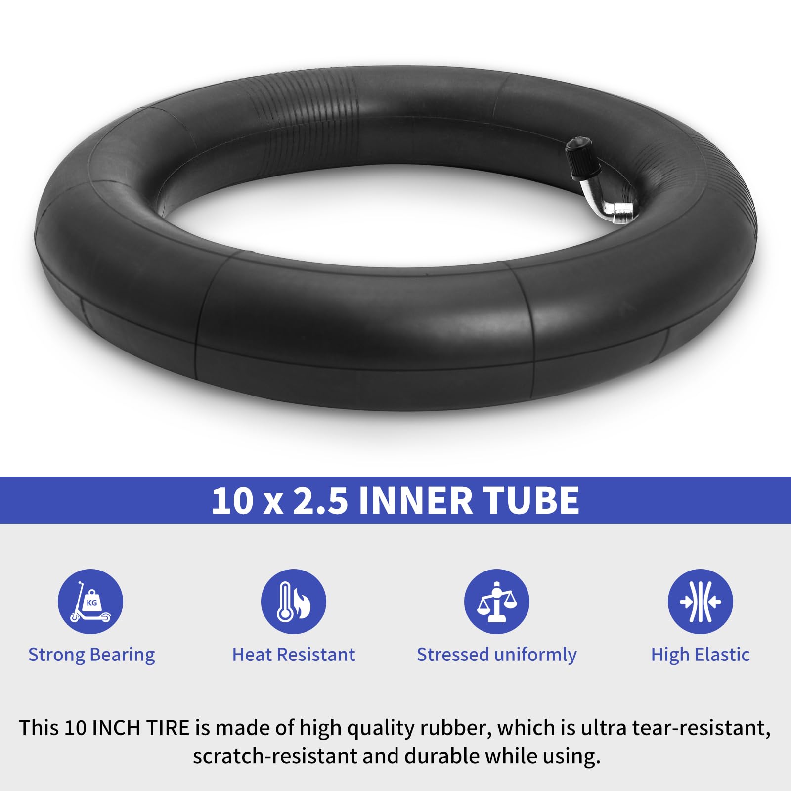 Chambre à Air 10x2.5 Pour Scooter électrique - Valve à 90° Plaquée Argent, Compatible Speedway 5, Dualtron 3, Zero 10X - 4