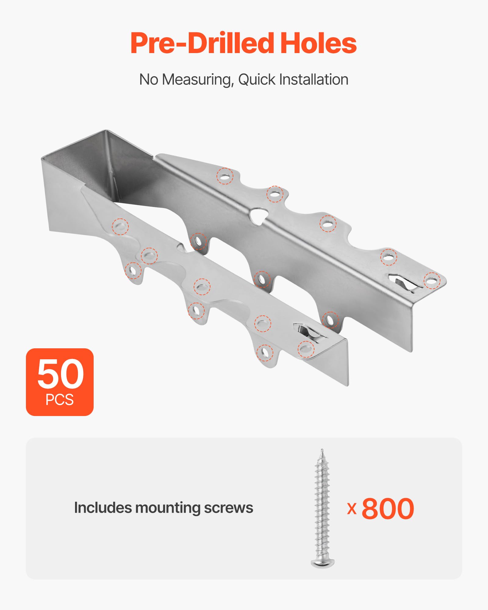 VEVOR 50 Pezzi di Ganci per Travi, Dimensioni Interne 40 x 38 x 199 mm, Gancio Soffitto Antiuragano con Rivestimento Antiruggine, Staffe di Fissaggio per Travi del Pavimento e del Soffitto