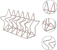 Vista 4 de Cabilock Unique Iron Star Book Holding Rack Pequeño Estantería Ornamento para Oficina en Casa Oro Rosa