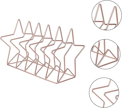 Miniatura 4 de Cabilock Unique Iron Star Book Holding Rack Pequeño Estantería Ornamento para Oficina en Casa Oro Rosa