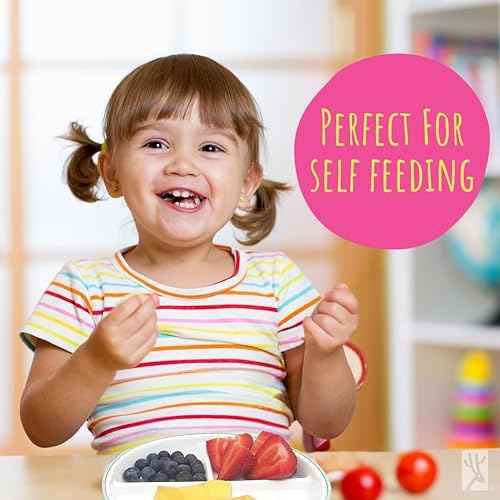 Miniatura 9 de Elk and Friends Platos divididos de porcelana para niños de 7.8 pulgadas con mangas de succión de silicona, adecuados para niñosniños pequeños,