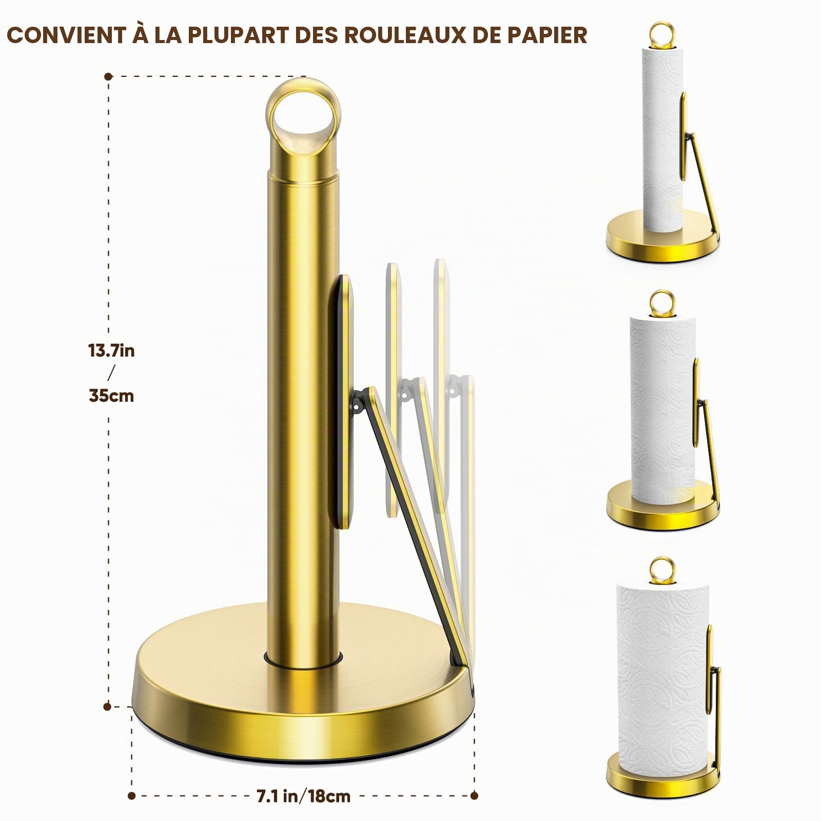 theaoo Porte-Serviettes en Papier Robuste en Acier Inoxydable avec Bras de Tension - Facile à déchirer d'une Seule Main - Distributeur Moderne pour comptoir de Cuisine - Peut contenir Tous Les