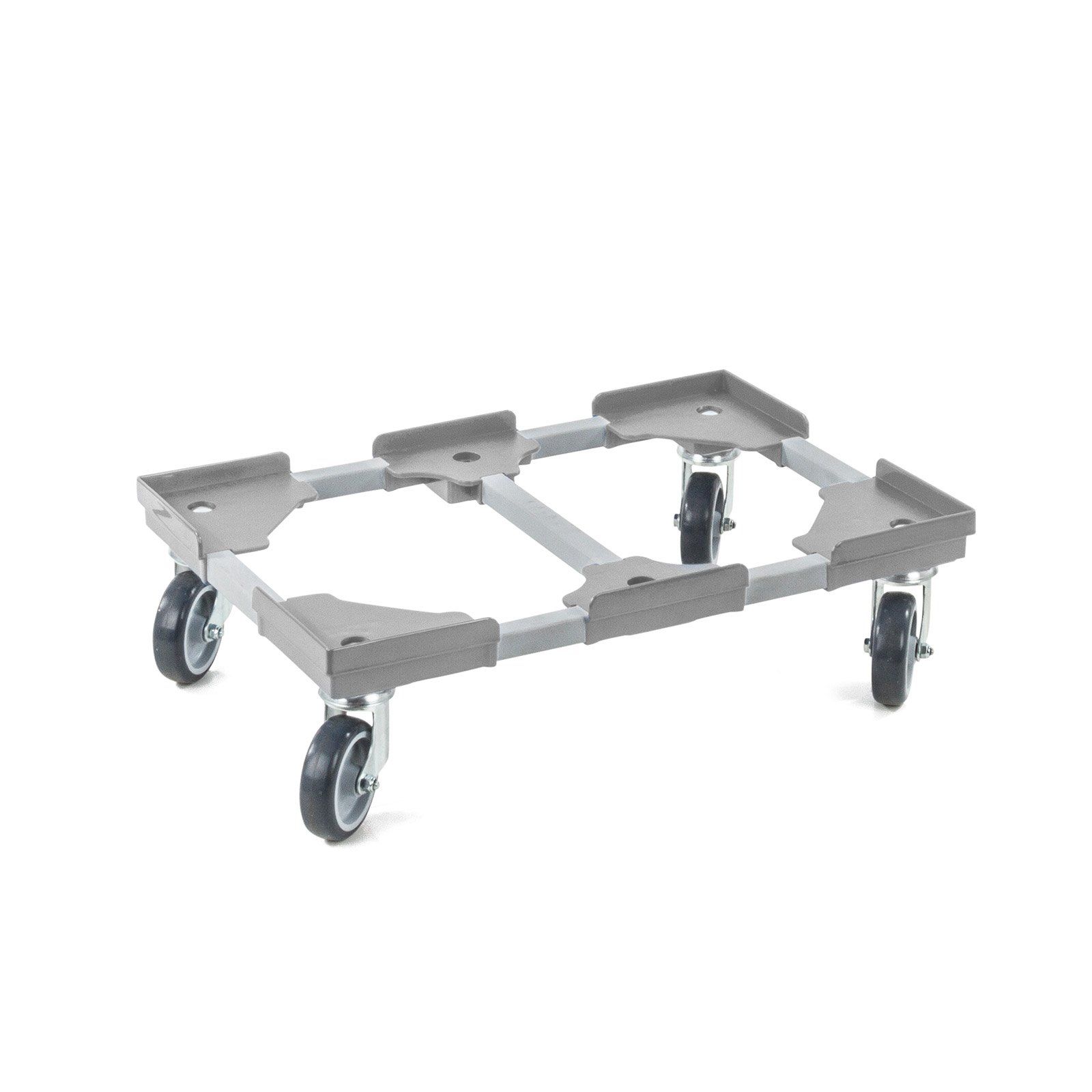 aidB Transportroller Variabel - 600x400-1x unterteilt - Gummiräder 4 Lenkrollen Grau