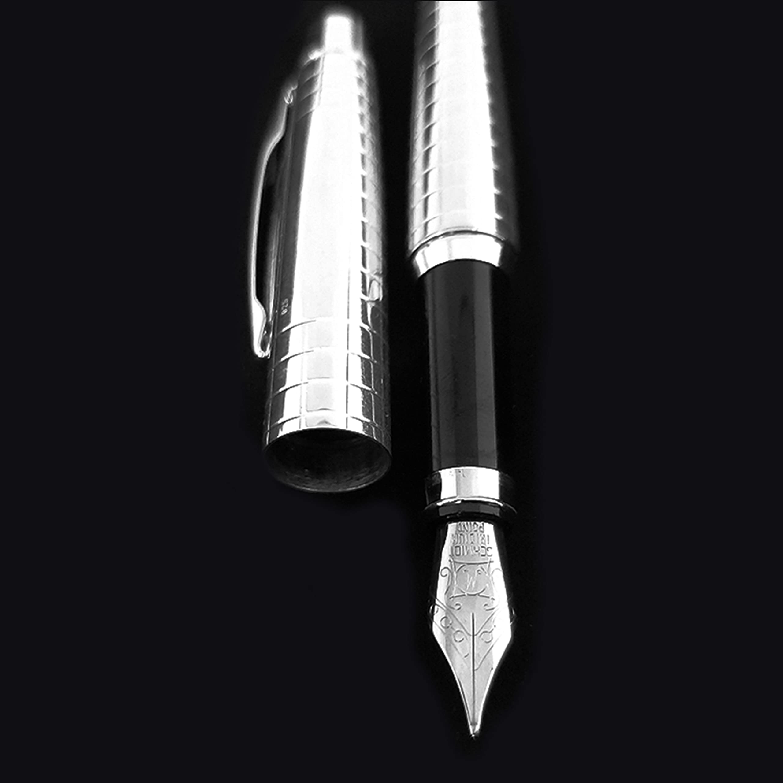 Penna Stilografica Modello Griglia 165 - Pennino Medio, Finitura Argento, Con Cartuccia Internazionale - 5
