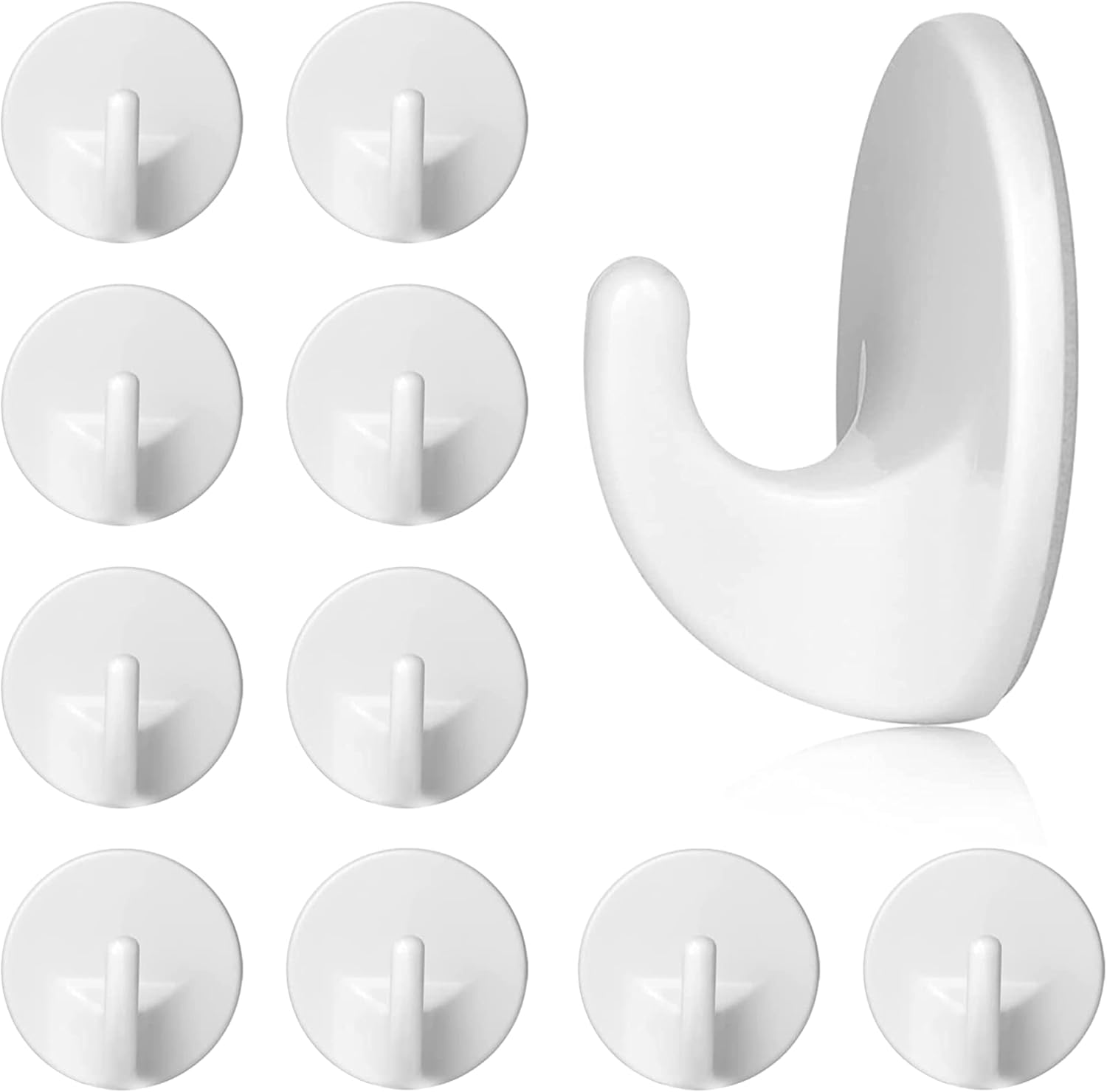 Fitn beau 12PCS Plastic Hooks Self Adhesive White Sticky Hooks