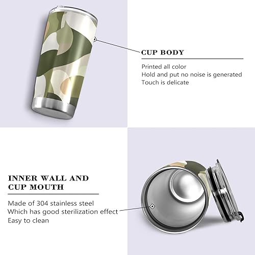 Miniatura 2 de Camouflage Green White Stainless Steel vacuum insulated water bottle Leak-proof Lid and Straw 20oz travel coffee mug for travel reusable vacuum