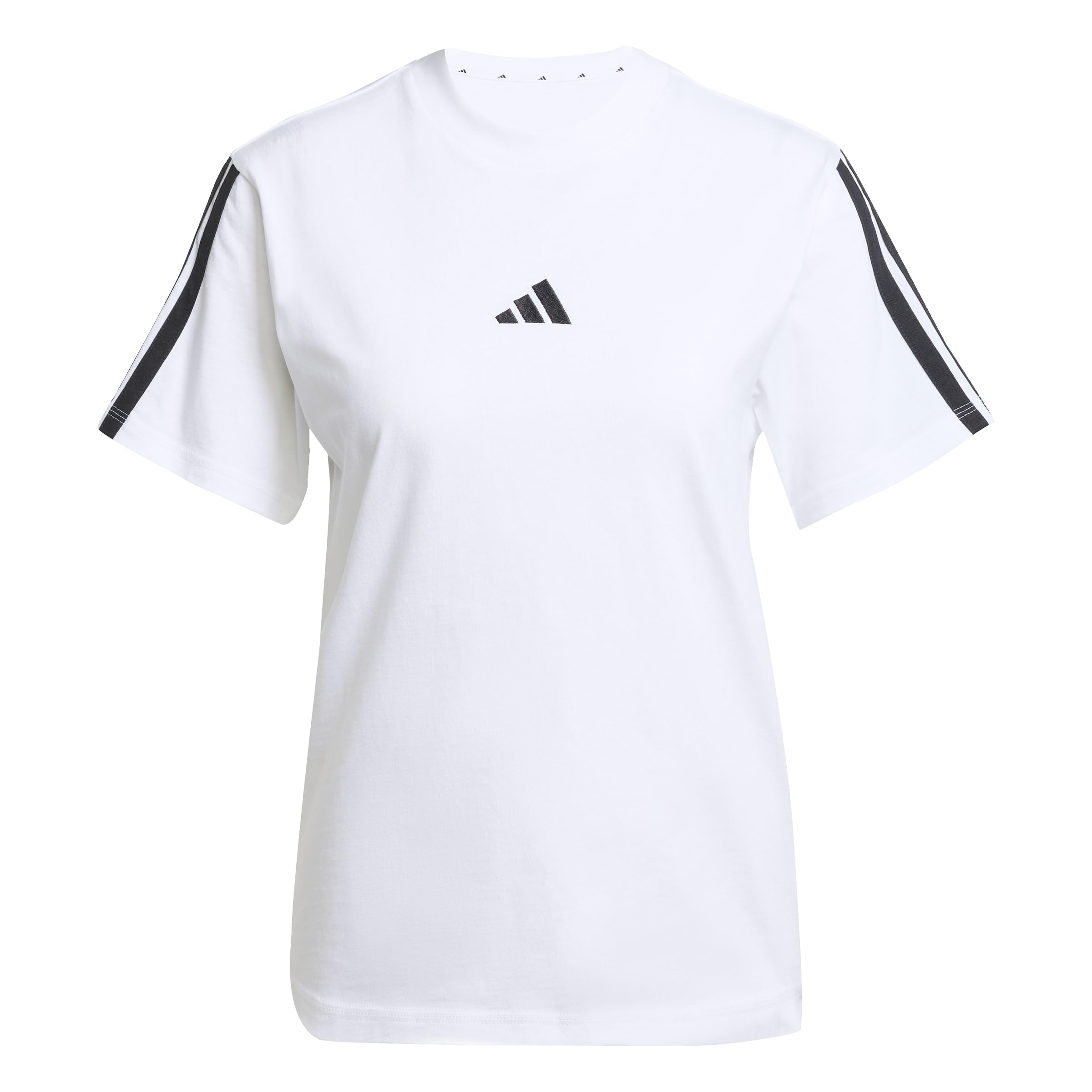 adidas Women's Essentials 3-Stripes Sleeve Cotton Shirt, White/Black, XXL