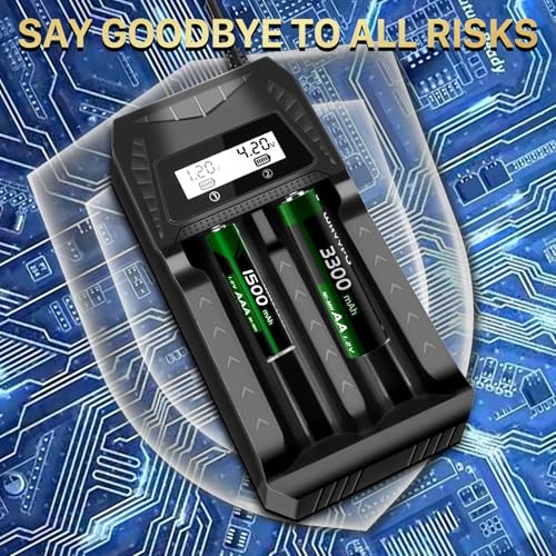 18650 Battery Charger, WAVYPO 2 Bays Smart Universal Charger with LCD Display for Rechargeable Batteries 21700 Li-ion LiFePO4 IMR AA AAA Ni-MH Ni-Cd - image 7