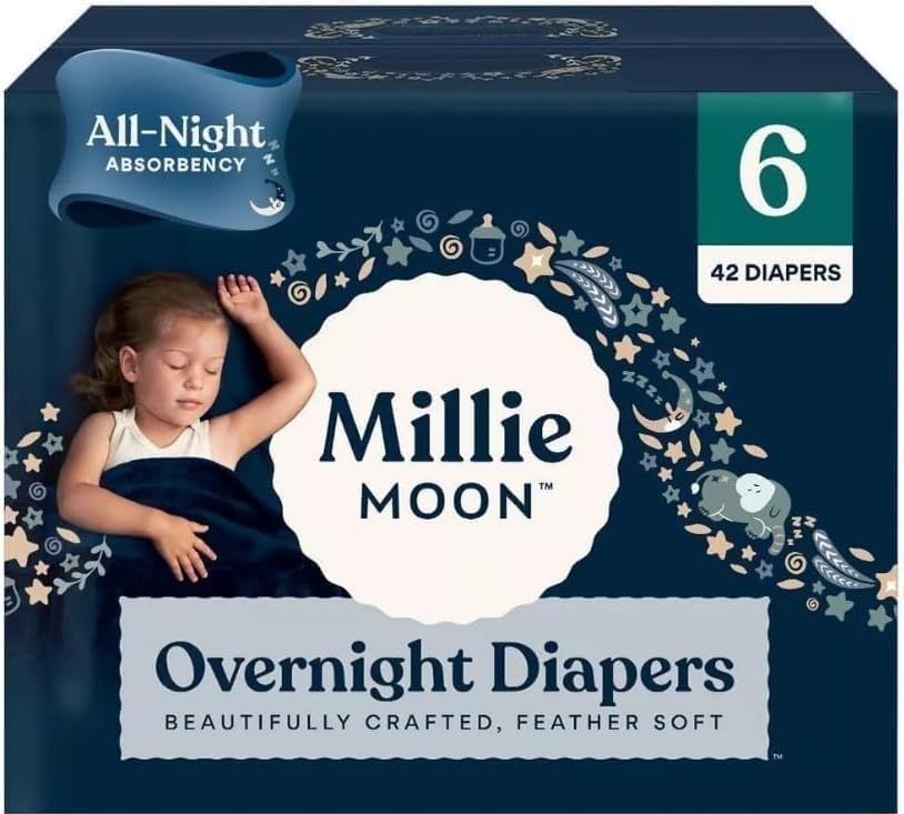 Millie_Moon Disposable Overnight Diapers (Size-6 and count-42) Weight Range: 35+ lbs