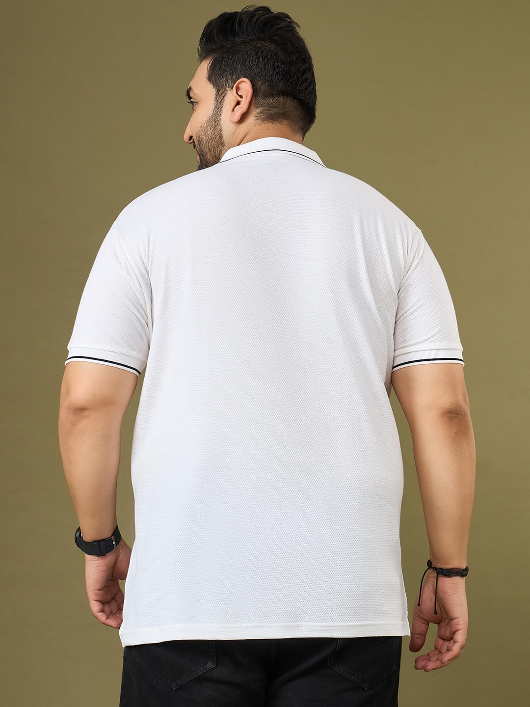 Bigbanana Męska koszulka polo z półrękawem biała jednokolorowa plus size