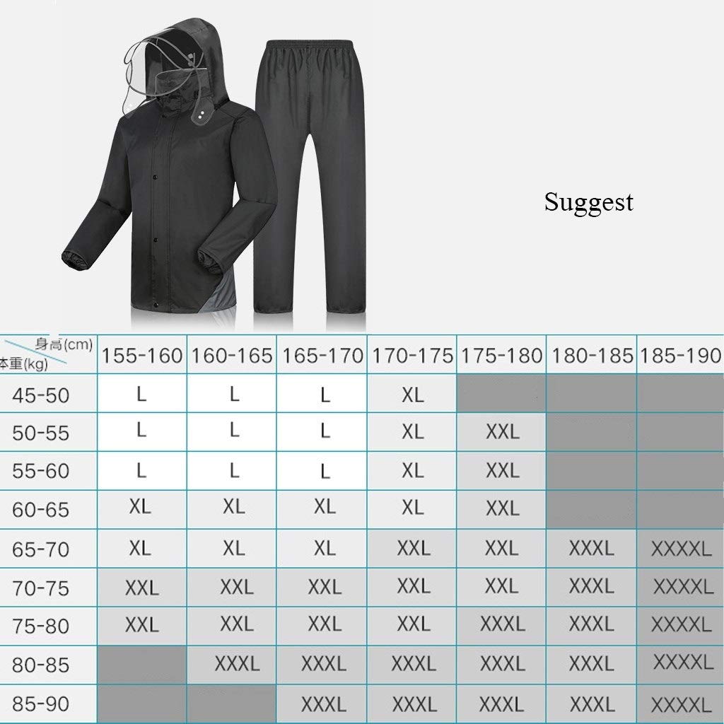 Chaquetas Impermeables Traje de Lluvia con Capucha Adultos A Prueba de Lluvia A Prueba de Viento Trabajo al Aire Libre Motocicleta Pesca Senderismo Caza (Color: B, Tamaño: XXXXL) (A XXL)