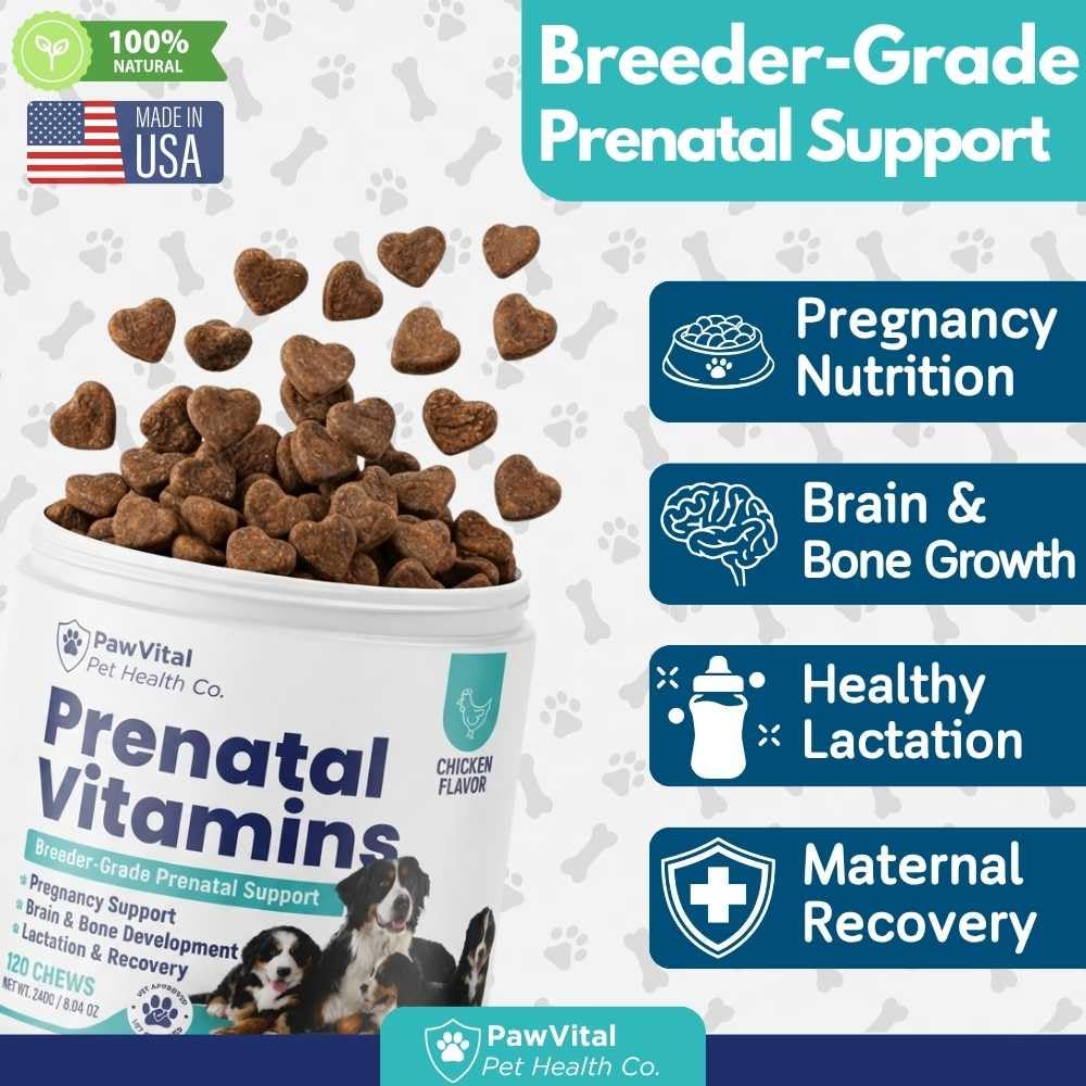 Dog Prenatal Vitamins for Pregnant & Nursing Dogs – 120 Soft Chews with Folic Acid, DHA, Choline, Iron & Calcium – Prenatal Multivitamin Supplement for Puppy Development, Pregnancy & Lactation Support — Amazon image 2