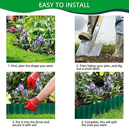 KAHEIGN Rasenkante 15cm x 9m Kunststoff Beeteinfassung, Kunststoff Garten Rasenkante Flexible Langlebige Beetumrandung für Rasenbegrenzung Raseneinfassung & Garten Abtrennung für Blumenbeet
