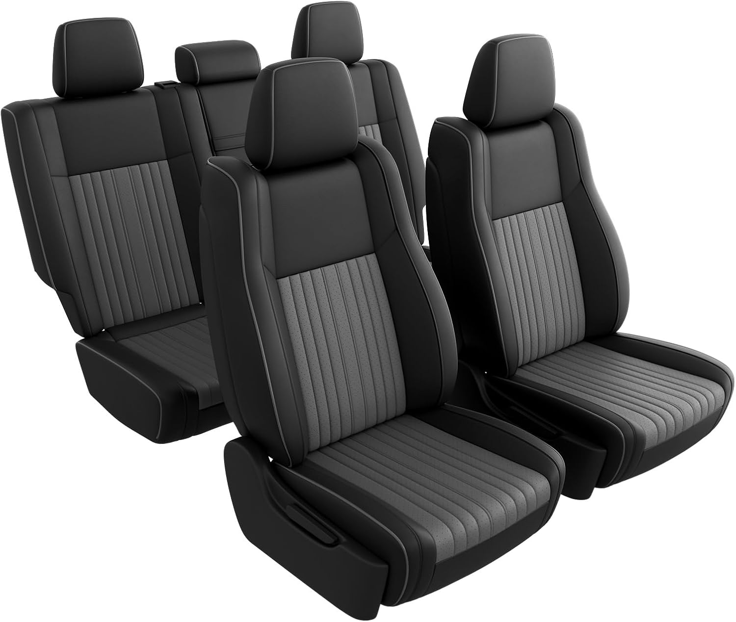 FREESOO Seat Covers for Jeep Grand Cherokee 2011-2021 - Custom Fit Full Set Car Seat Protectors with Airbag Compatibility, Waterproof Car Seat Cover (Black Grey)