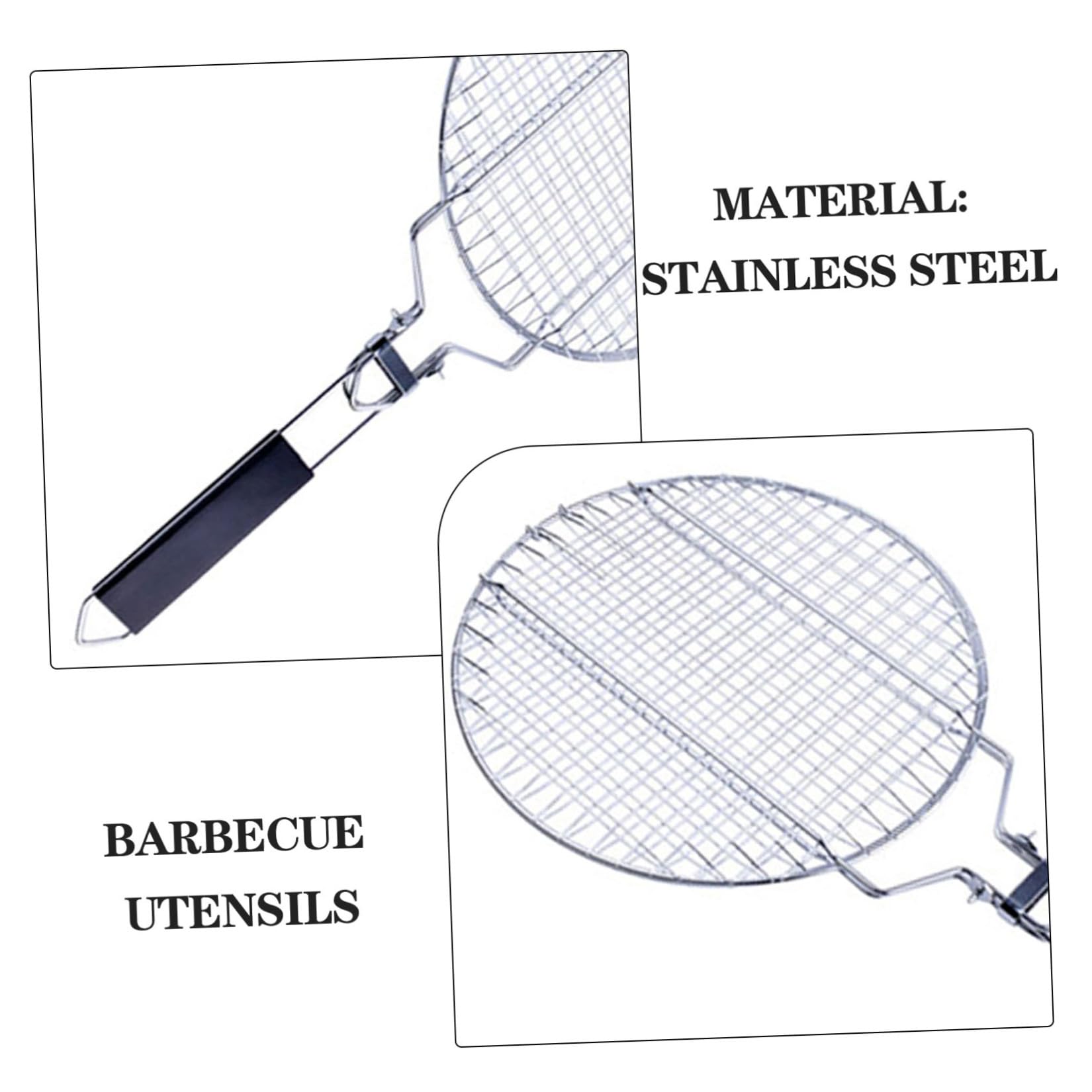 VICASKY Cestello per Barbecue in Acciaio Inossidabile Argento, Leggero e Facile da Usare con Borsa per Riporre, per Grigliare Pesce e Carne All'aperto