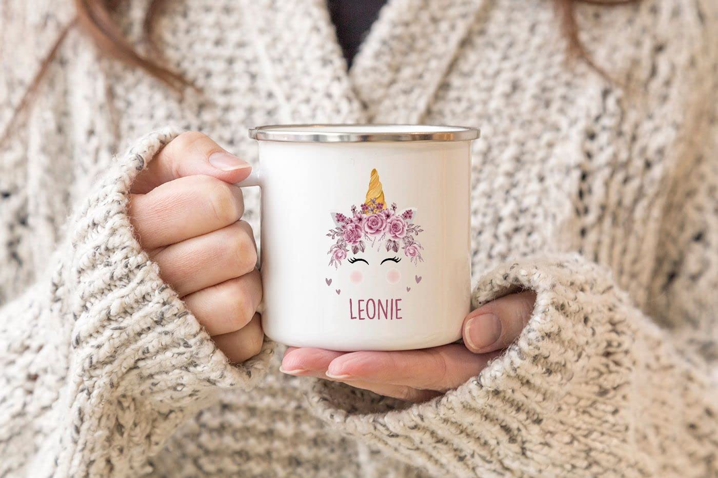 Personalisiert Emaille Becher Mit Einhorn-Motiv & Namen – Bruchsicher, 300 Ml, Perfekt Als Geschenk Für Einhorn-Fans