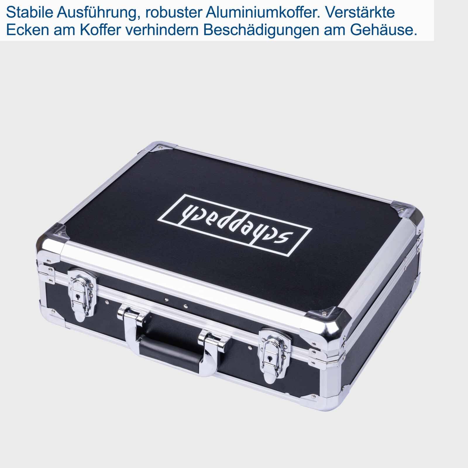 Scheppach TB200 Aluminium Werkzeugkoffer gefüllt 141-tlg Werkzeug Set | Werkstattkoffer bestückt mit Schraubenschlüssel, Hammer, Zange, Schraubenzieher, Werkzeugkiste für Werkstatt und Haushalt