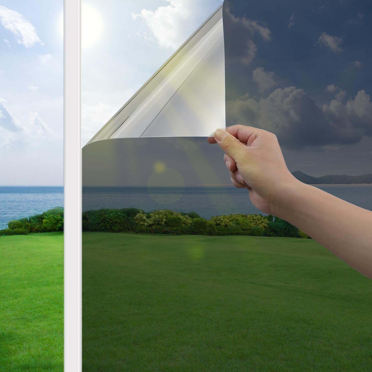 H HOMEMART One Way Mirror Window Film Daytime Privacy, Sun Blocking