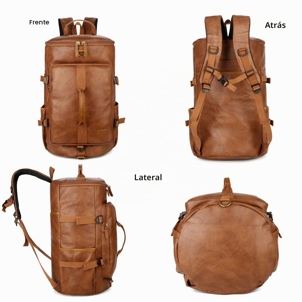 BAOSHA HB-26 3 vías cuero hombres Holdall fin de semana viaje bolsa de asas mochila bolsas de hombro convertible viaje senderismo mochila durante la noche bolsa de fin de semana bolso