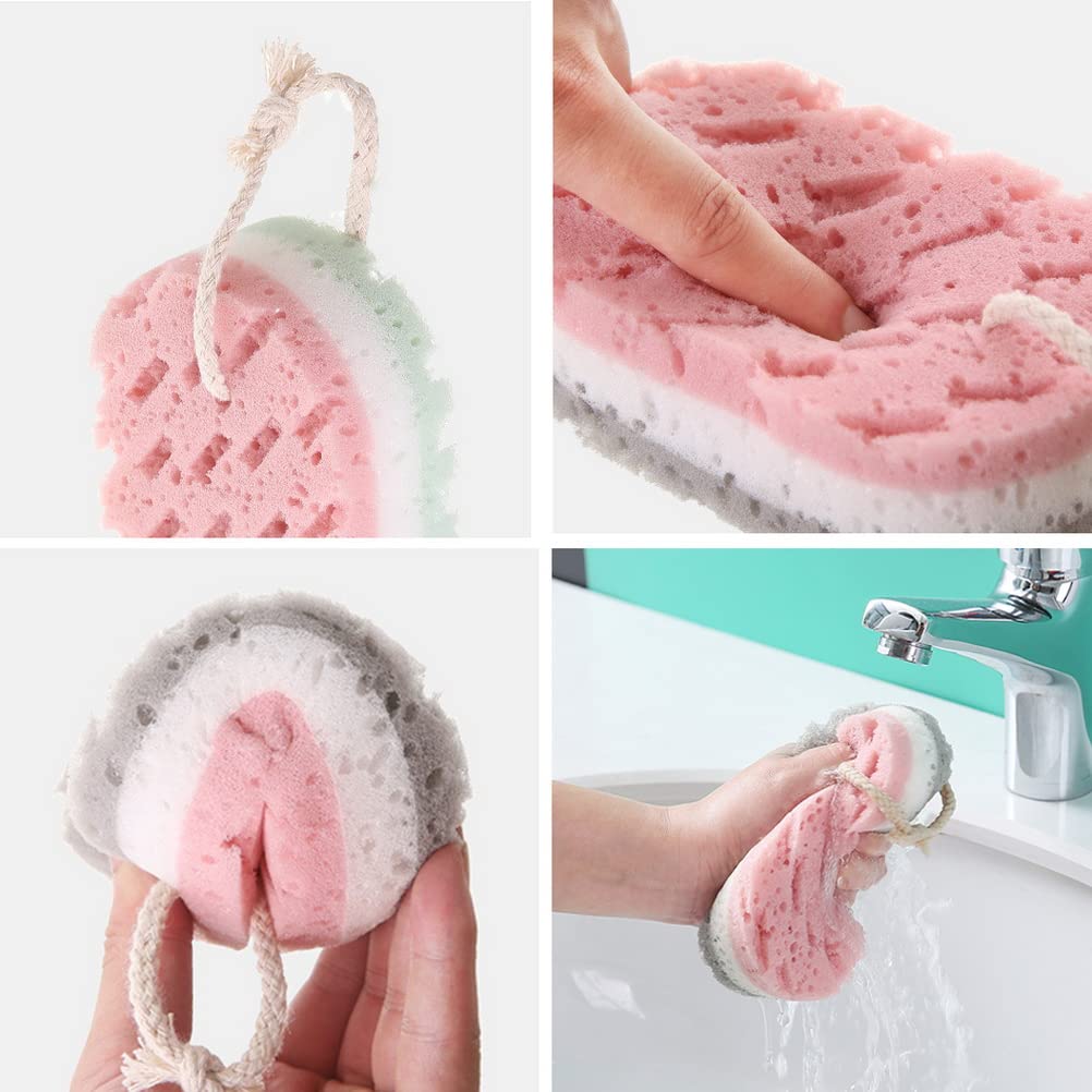 NEAR STOP 3 Pack Bath Sponge Exfoliating Body Shower Sponge Soft Bath Scrubber for Men Women Kids Body Cleaning Supplies 3