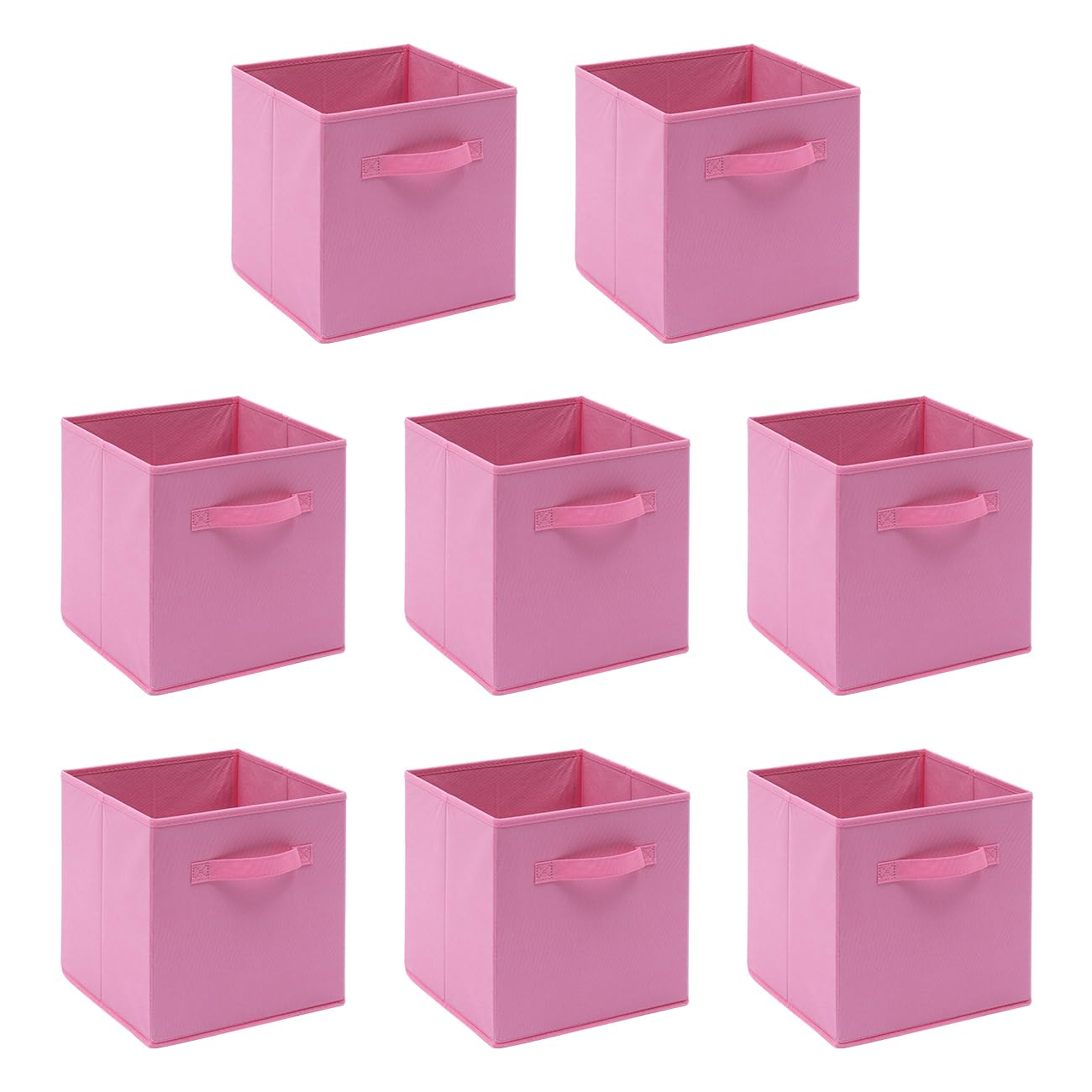 BonChoice Foldable Storage Cubes Boxes with Handle for Home Organization, Fabric Wardrobe Storage Box Organizer Basket Bins for Clothes Toys Towels, Collapsible&Durable (8, Pink) — image 1