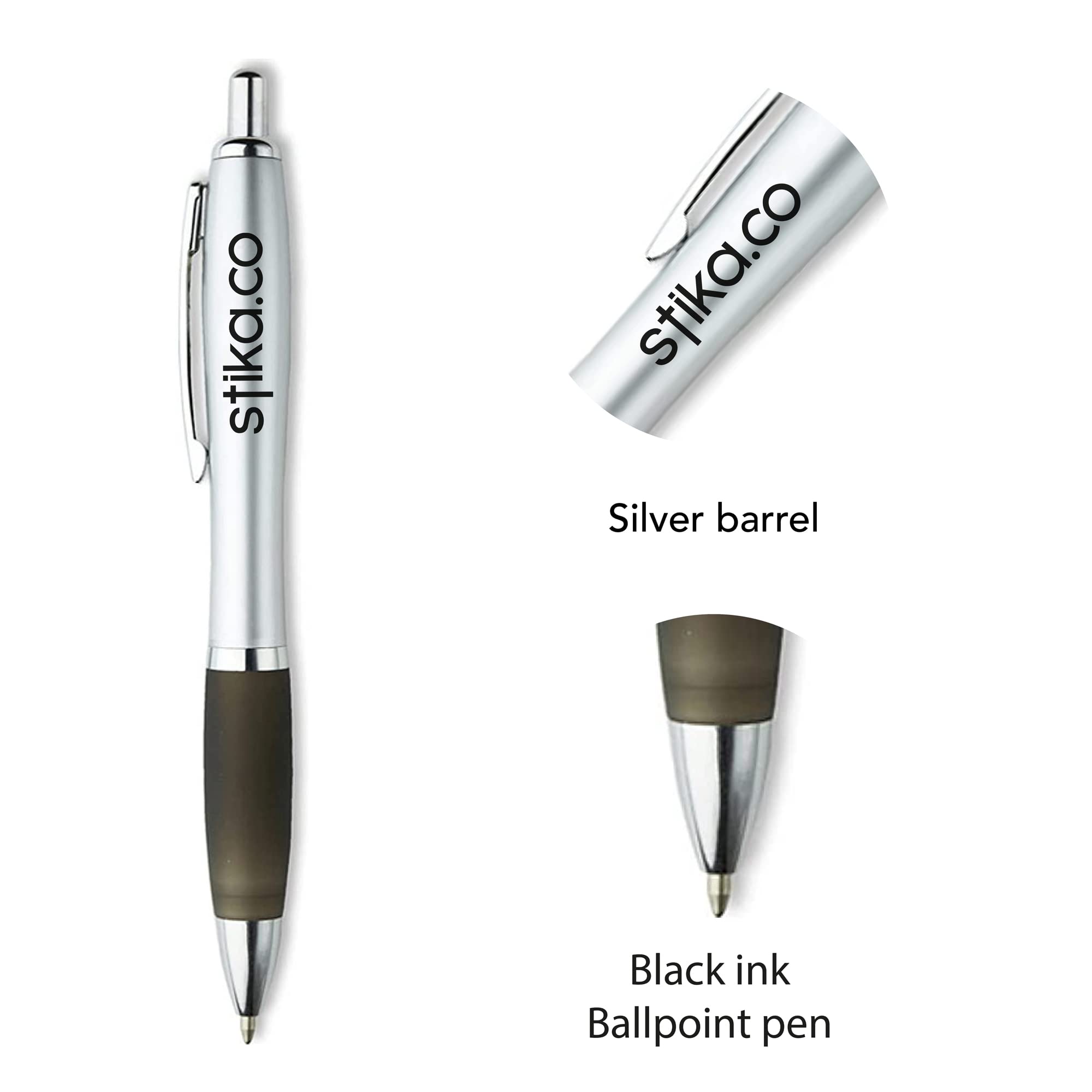 stika.co Contour Argent Druckbleistift und Stift, silberfarben, Schwarz: Setzen Sie ein Statement mit Stil und Komfort (40er Set, Bleistift und Stift)