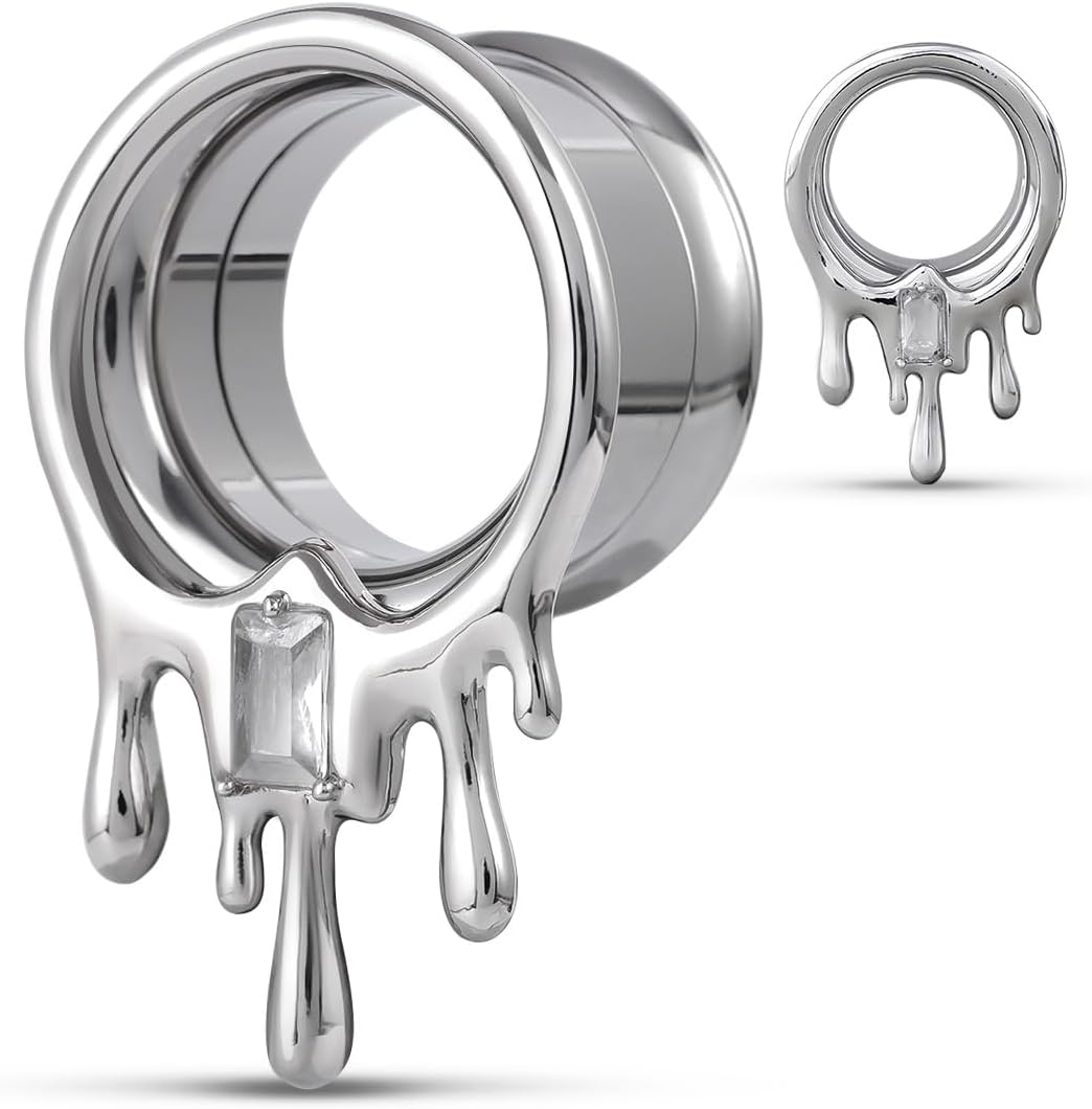 COOEAR Stainless Steel Melting Design Ear Expander, Stylish and Durable Ear Stretching Gauges Plugs.