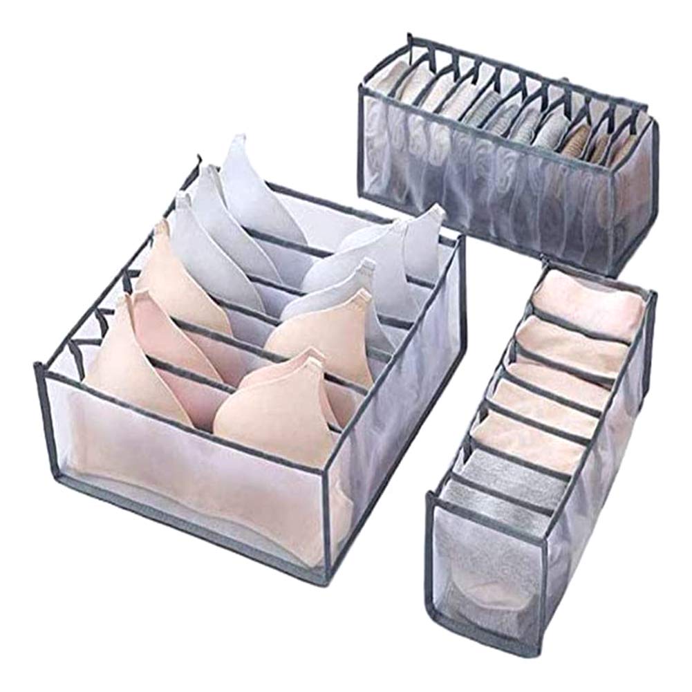 3 Stück Unterwäsche Schublade Organizer Aufbewahrungsboxen Nylon Schubladen Kleiderschrank Organizer Home Organisation Divider Wohnheim Platzsparend für BH Socken Unterwäsche Küche, Haushalt & Wohnen