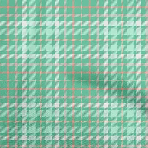 oneOone Cotton Poplin Twill Light Mint Green Fabric Check Craft Projects Decor Fabric Printed By The Yard 56 Inch Wide-6509