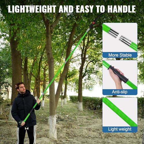 Image of Manual Pole Saw 27ft Extendable Tree Pruner Manual Branches Trimmer Tree Branch Garden Tools Loppers Hand Pole Saws with Lightweight 8 Fiberglass Handles, for Pruning Palms and Shrubs