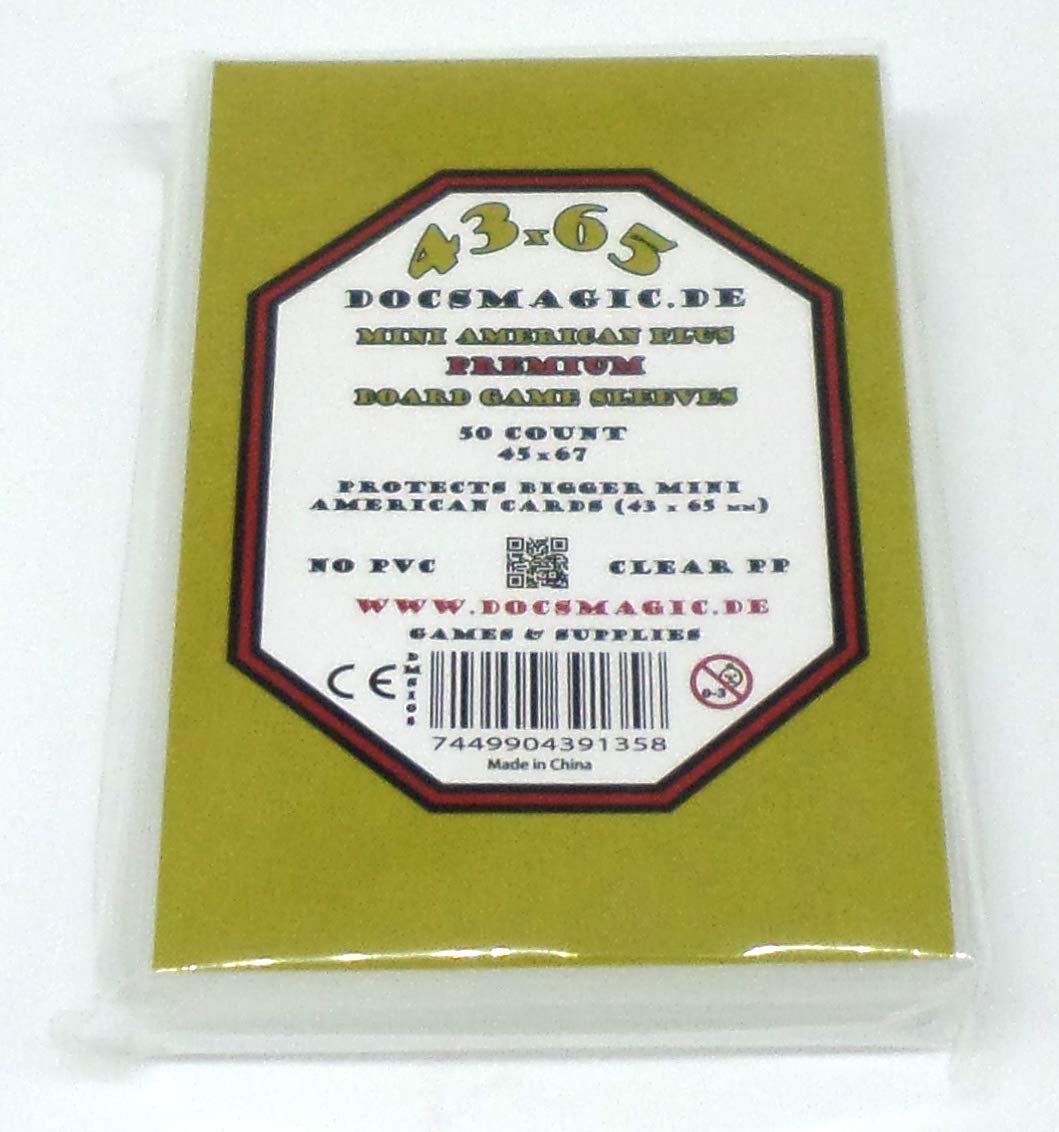 docsmagic.de 50 Premium Mini American Plus Board Game Sleeves - 45 x 67 - Small US+, 1 Pack Premium, Mini US Plus - 45 x 67 mm