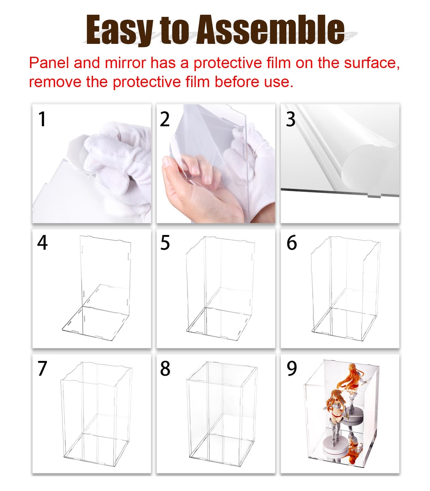 Urna Metacrilato Vitrina Acrílica Base Parte Trasera Espejada | Amplio Armario Transparente para Guardar Balones de Fútbol, ​​vitrina Antipolvo para Figuras Acción(35x25xH10cm/14x10x4in)